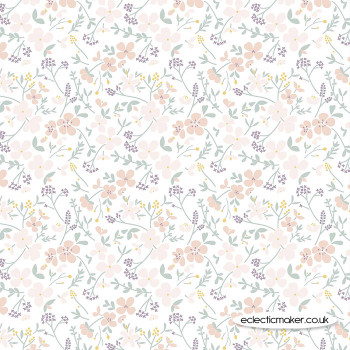 Lewis and Irene Fabrics Heart of Summer Sweet Meadow on White