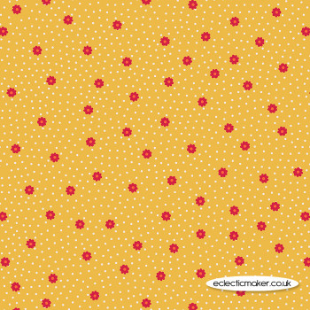 Lewis and Irene Fabrics - Little Matryoshka - Daisy Dot on Joyful Yellow
