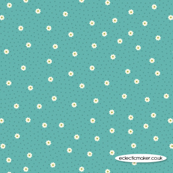 Lewis and Irene Fabrics - Little Matryoshka - Daisy Dot on Turquoise