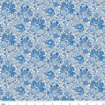 Garden Party Blue China Blooming Flowerbed A Liberty Fabrics 