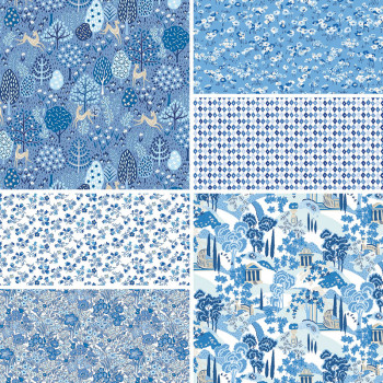 Garden Party Fabric Bundle in Blue China by Liberty Fabrics