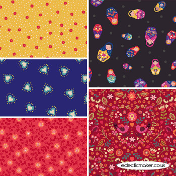 Little Matryoshka - Fabric Bundle in Black - Lewis and Irene Fabrics