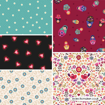 Little Matryoshka Fabric Bundle in Red Lewis and Irene Fabrics