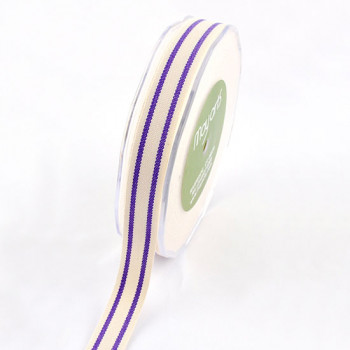 Organic Cotton Striped Ribbon Purple - 16mm (5/8inch)