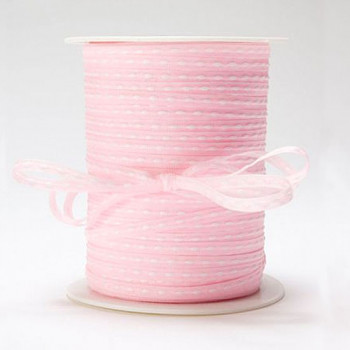 Centre Stitched Ribbon Pink - 3.5mm