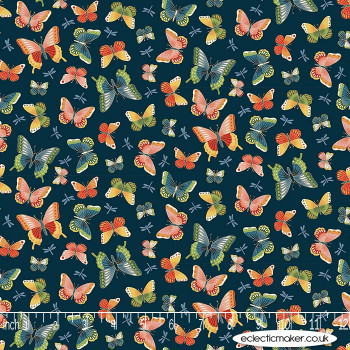Makower Fabrics - Michiko - Butterflies in Blue