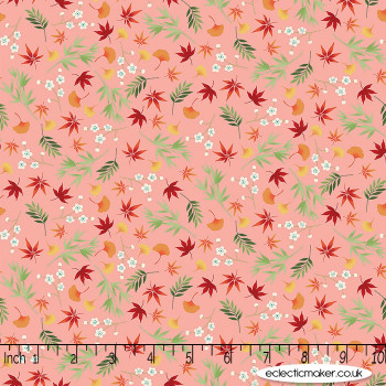 Makower Fabrics - Michiko - Foliage in Pink