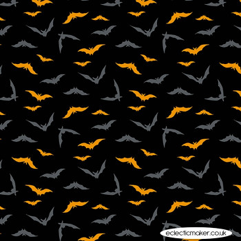Makower Fabrics - Midnight Haunt - Night Flight on Inky