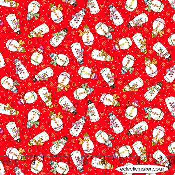 Makower Fabrics - Santa Express - Snowman on Red