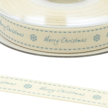 Natural Charms Merry Christmas Ribbon in Sky - 15mm