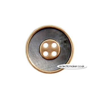 Metal and Mother of Pearl Effect Buttons - Gold & Grey - 18mm