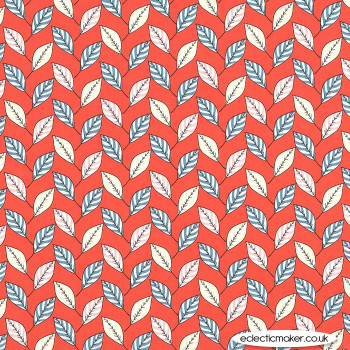 Michael Miller Fabric - Strawberry Tea - Feuilles in Coral