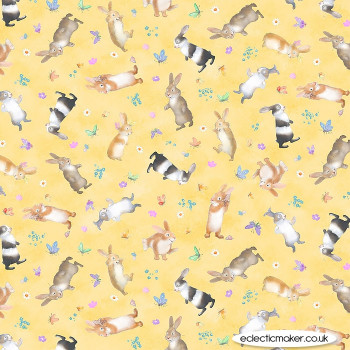 Michael Miller Fabrics - Honey Bunny - Funny Bunny in Yellow