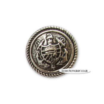 Metal Military Button in Silver - 20mm