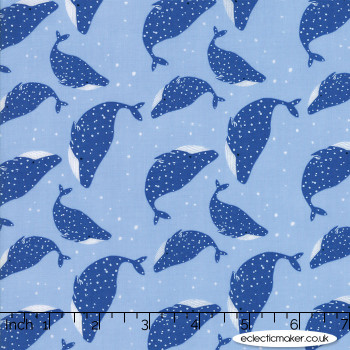 Moda Fabrics - Ahoy - Whales in Sky