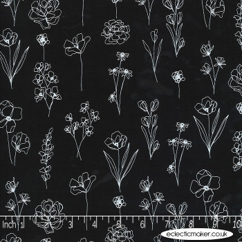 Moda Fabrics - Illustrations - Floral Doodle on Ink