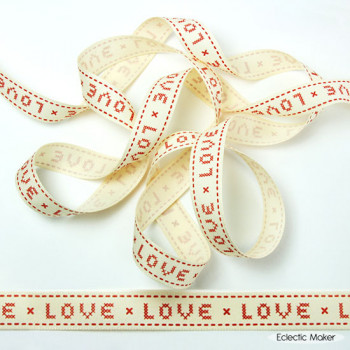 Natural Charms Ribbon Cross Stitch Love in Brick 15mm