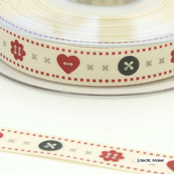 Natural Charms Ribbon Button & Stitch - 15mm