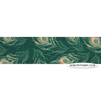 Peacock Feather Ribbon in Green - 15mm