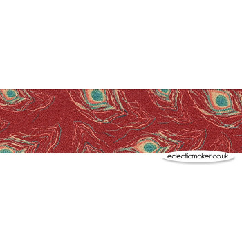 Peacock Feather Ribbon in Red - 15mm