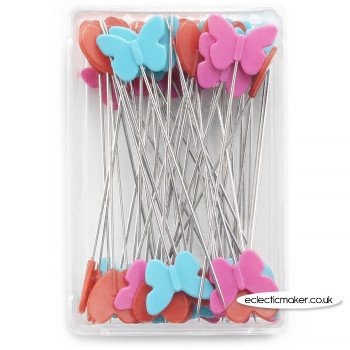 Prym Love Plastic-headed Pins Hearts and Butterflies