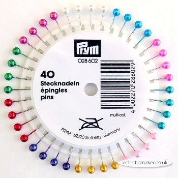 Prym Pearl-Headed Pins Assorted Colours - 40mm