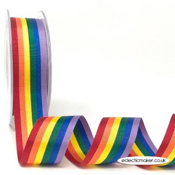 Rainbow Stripe Ribbon - 25mm