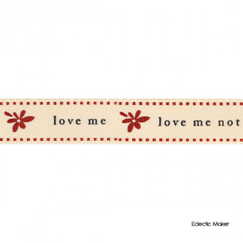 Love Me Not Ribbon in Black & Red - 15mm