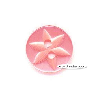 Round Star Button in Pink - 16mm