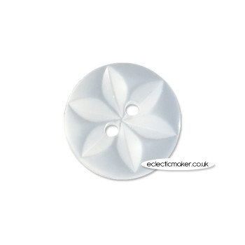 Round Star Button in White - 16mm