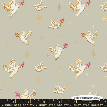 Ruby Star Society - Candlelight Prints - Doves in Wool Metallic