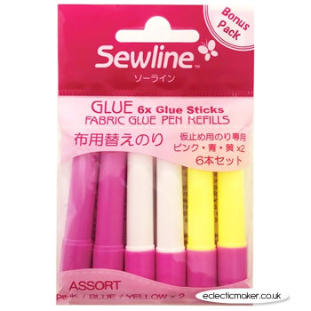 Sewline Fabric Glue Pen Refills in Assorted Colours - 6 Pack