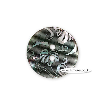 Shell Buttons - Floral Pattern Size 32 - 20mm