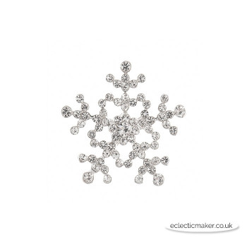 Snowflake Buttons - Diamante on Silver - 21mm