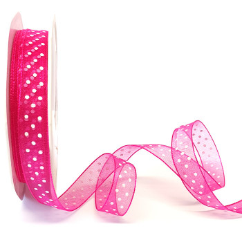 Spotted Voile Ribbon in Fuchsia - 12mm