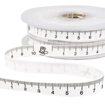 Tape Measure cm Grosgrain Ribbon in White - 10mm