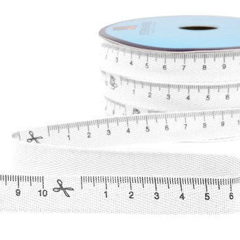 Tape Measure cm Herringbone Twill Tape Ribbon in Red - 15mm