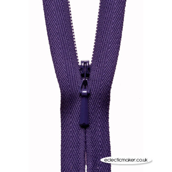 YKK Concealed Zipper in Dark Purple