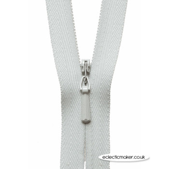 YKK Concealed Zipper in in Pale Grey