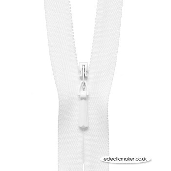 YKK Concealed Zipper in White